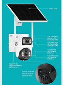 Câmera de Segurança Solar 4G, Lente Dupla e Tela Dupla, Visão 360°, À Prova D'Água IP65, Detecção Humana por IA, Vigilância Sem Fio para Exteriores