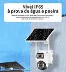 Câmera de Segurança Solar 4G, Lente Dupla e Tela Dupla, Visão 360°, À Prova D'Água IP65, Detecção Humana por IA, Vigilância Sem Fio para Exteriores