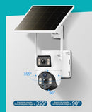 Câmera de Segurança Solar 4G, Lente Dupla e Tela Dupla, Visão 360°, À Prova D'Água IP65, Detecção Humana por IA, Vigilância Sem Fio para Exteriores