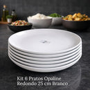Conjunto Com 6 Pratos Fundos Grandes Redondos 25cm Opaline Restaurante Buffet Hotel Mesa Posta Cor Branco