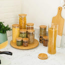 Kit 11 Potes de Vidro Herméticos Redondos com Tampa de Bambu | Borossilicato, vedação em silicone, BPA Free, mantimentos, café, açúcar, fácil limpeza, resistente, empilháveis