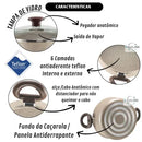 Jogo De Panelas Caçarolas 9 Peças Antiaderente 6 Camadas De Teflon Cor Crema - Marcolar