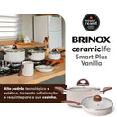 Jogo de Panelas Brinox Antiaderente Ceramic Life 8 Peças Smart Plus Vanilla