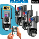 Kit 3 Câmeras De Vigilancia Lente Dupla Fixa e Giratoria 360 Com Sirene Policia Alarme Visão Noturna Com Áudio Bidirecional Wifi Prova DÁgua Segurança - IP SEGURANÇA